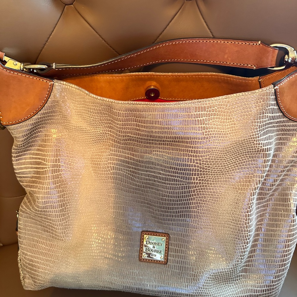 Dooney & Bourke Textured Brown and Tan Hobo Bag - Picture 5 of 9